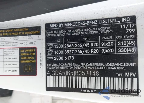 2018 Mercedes-Benz Gle 350 из США, поврежденный, VIN 4JGDA5JB5JB058148